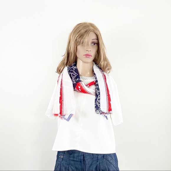 Sperry nautical blue orange scarf anchor polka dot - Picture 3 of 8